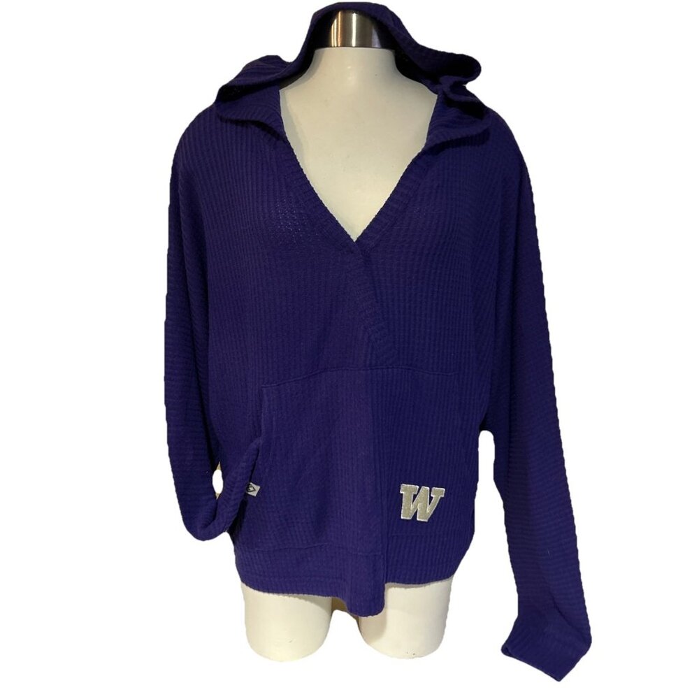 NEW Washington Huskies Colosseum Athletics Purple V Neck Pullover  Women's M